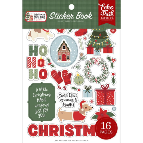 Echo Park – Here Comes Santa Paws Sticker Book tarrakirja (16 kpl)