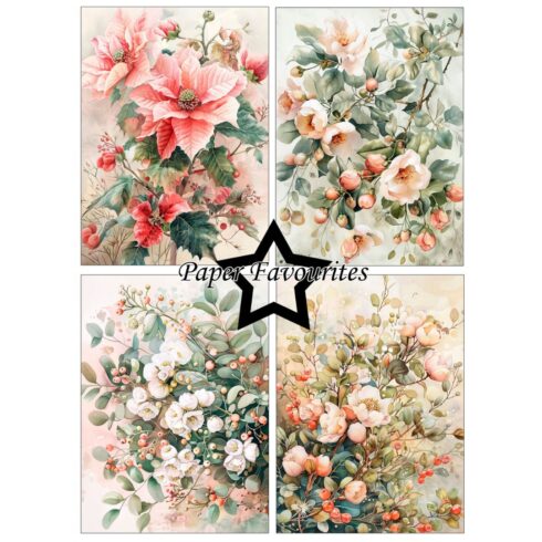 Paper Favourites Christmas Flowers paperilajitelma A6 2