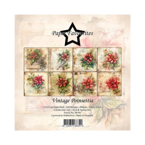Paper Favourites Vintage Poinsettia paperilajitelma 15 x 15 cm