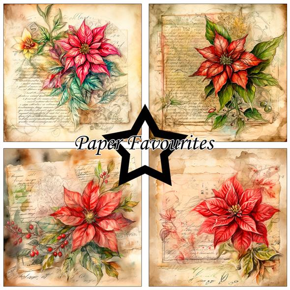 Paper Favourites – Vintage Poinsettia paperilajitelma 15 x 15 cm - Image 2