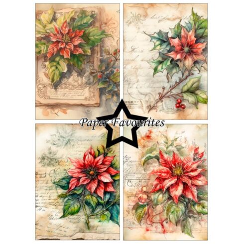 Paper Favourites Vintage Poinsettia paperilajitelma A6
