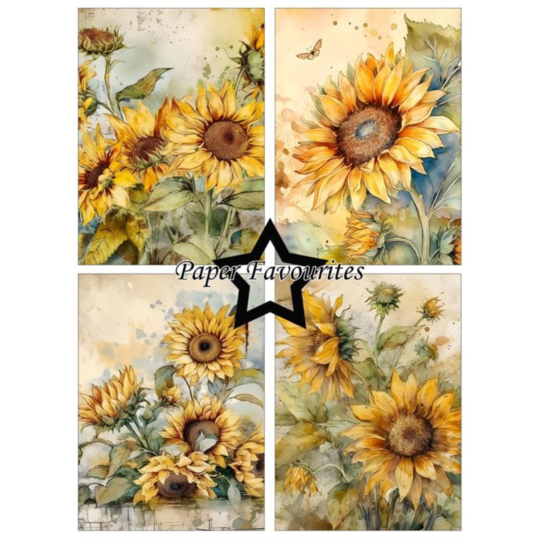 Paper Favourites – Vintage Sunflower paperilajitelma A6 - Image 2