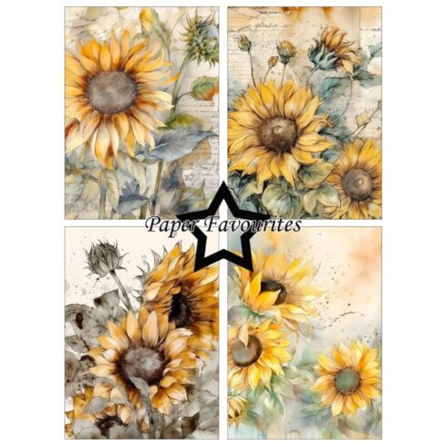 Paper Favourites Vintage Sunflower paperilajitelma A6 2