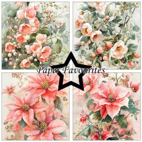 Paper Favourites – Christmas Flowers paperilajitelma 15 x 15 cm