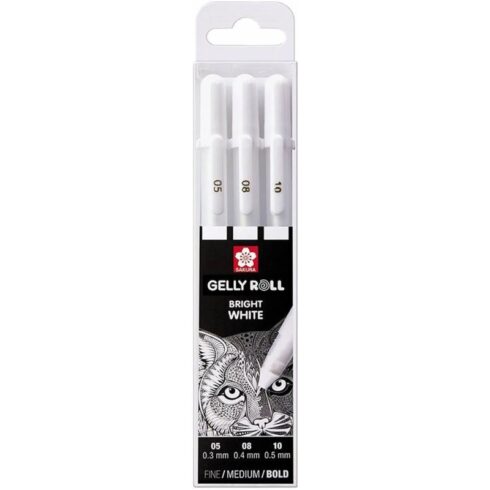Sakura Gelly Roll Gel Pen Bright White – geelikynät valkoinen 0,3/0,4/0,5 mm (3 kpl)
