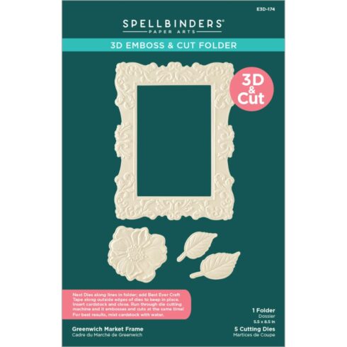 Spellbinders 3D & Cut kohokuviointikansio ja stanssi GREENWICH MARKET FRAME