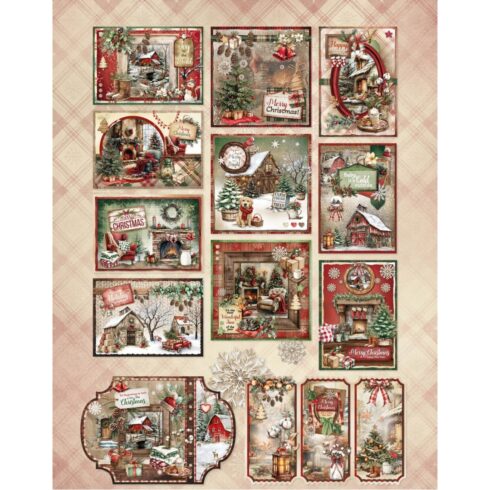 Studio Light Card Making Paper Pad Cottage Christmas korttilehtiö (12kpl) A4