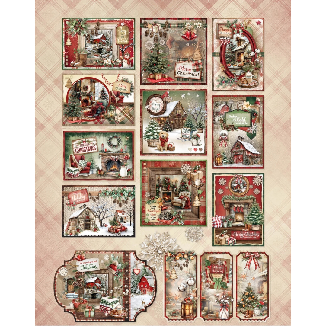 Studio Light Card Making Paper Pad Cottage Christmas korttilehtiö (12kpl) A4