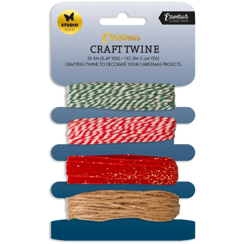 Studio Light Christmas Craft Twine joulunarut ja samettinauha (4kpl)