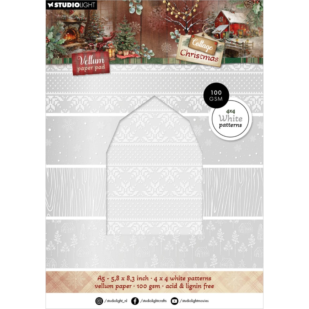 Studio Light Cottage Christmas kuultopaperi A5 (16 kpl)