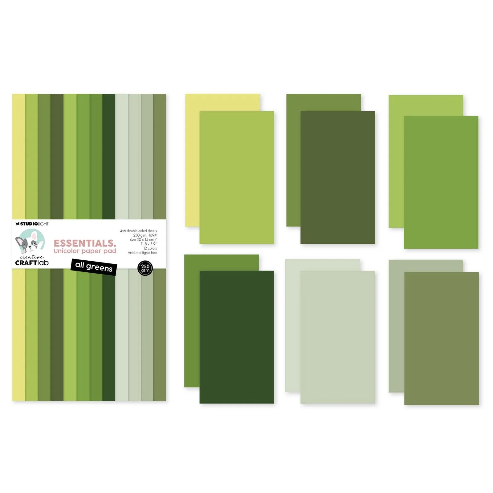 Studio Light Paper Pad – All Green Unicolor ohut kartonkilehtiö - Image 3