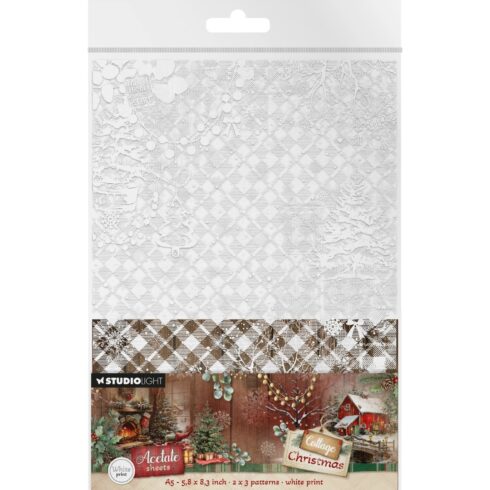 Studio Light kalvo – Printed Acetate Sheets Cottage Christmas Plaid & Snow A5 (6kpl)