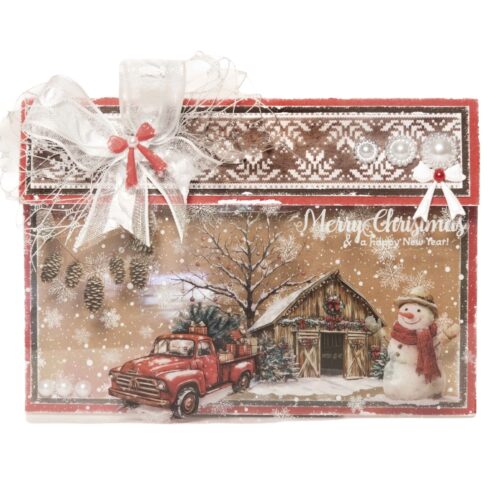 Studio Light kalvo Printed Acetate Sheets Cottage Christmas Plaid Snow A5 6kpl 2