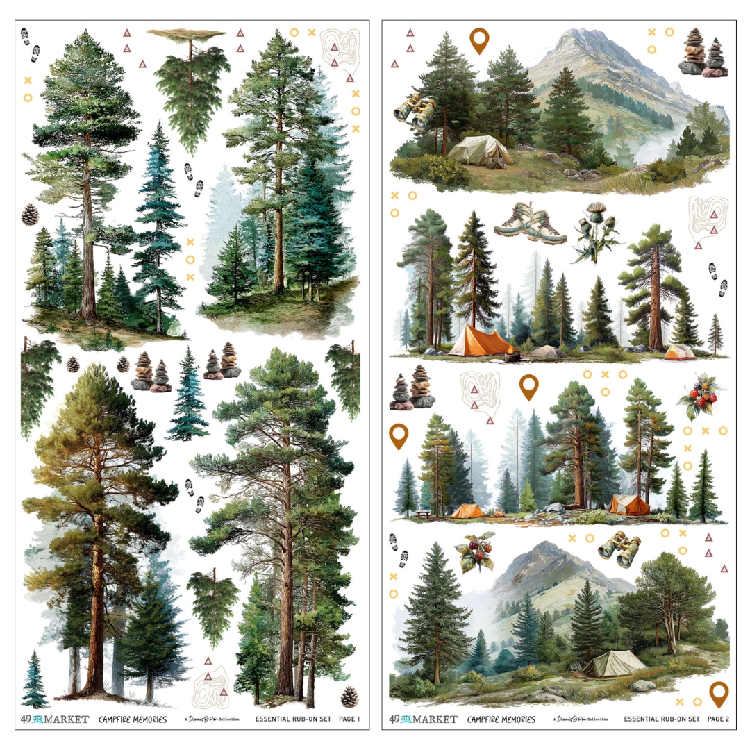 49 & Market Rub on Transfers – Campfire Memories siirtokuvat 15 x 30 cm (2 kpl)
