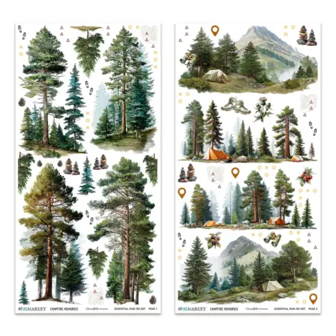 49 Market Rub on Transfers – Campfire Memories siirtokuvat 15 x 30 cm 2 kpl