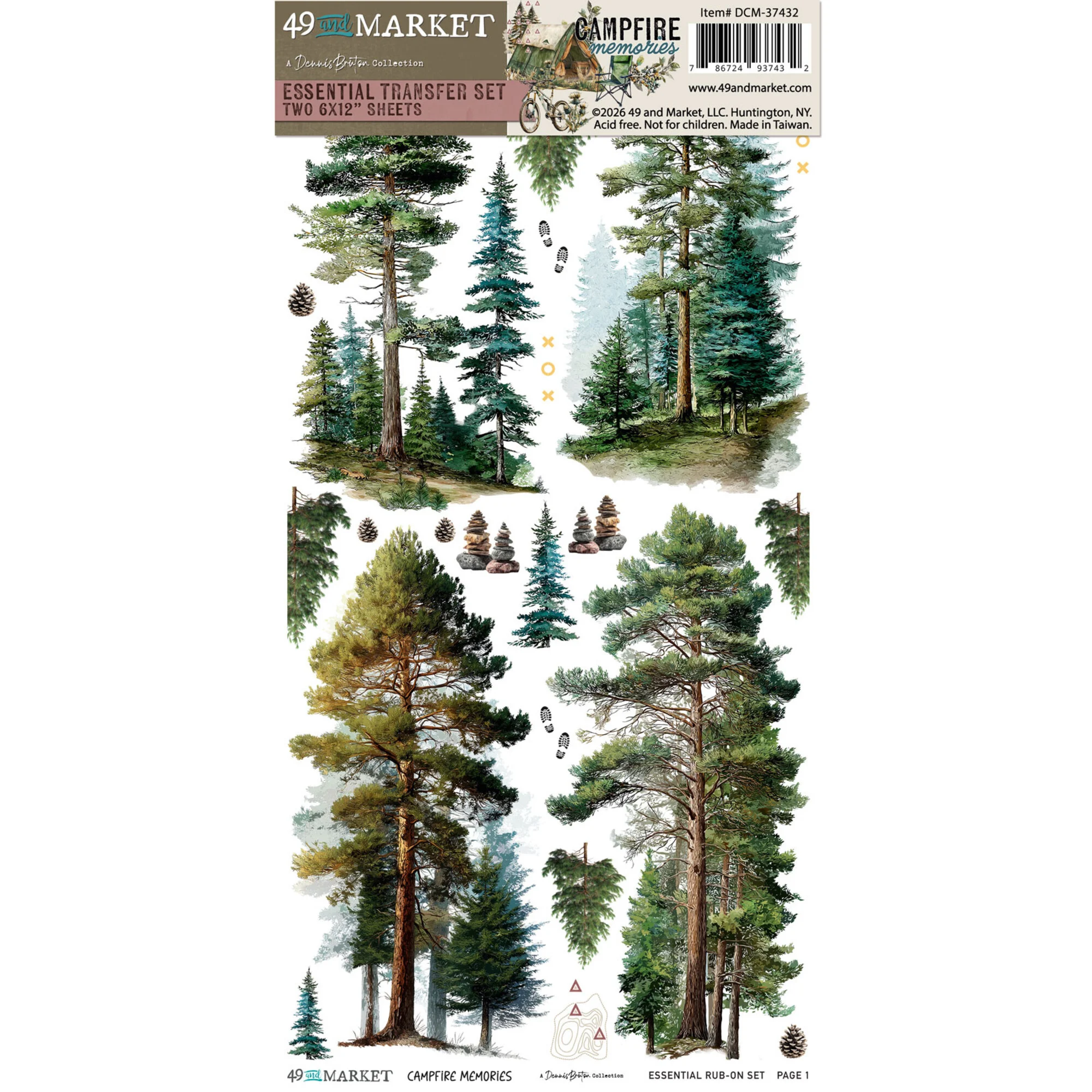 49 & Market Rub on Transfers – Campfire Memories siirtokuvat 15 x 30 cm (2 kpl) - Image 2