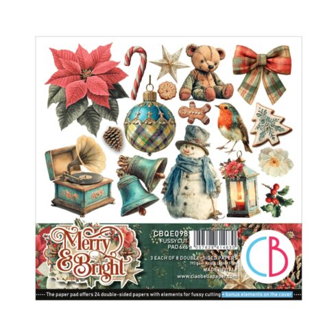 Ciao Bella Merry & Bright Fussy Cut leikekuvat ja kuviopaperit 15 x 15 cm