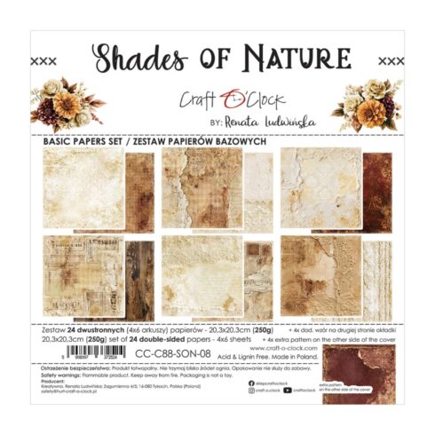 Craft O’Clock Shades of Nature Basic paperilajitelma 20 x 20 cm