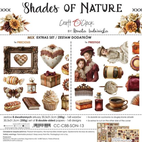 Craft O'Clock Shades of Nature Extras Set MIX leikekuvat 30 x 30 cm (8 kpl)