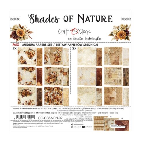 Craft O’Clock Shades of Nature MIX paperilajitelma 20 x 20 cm