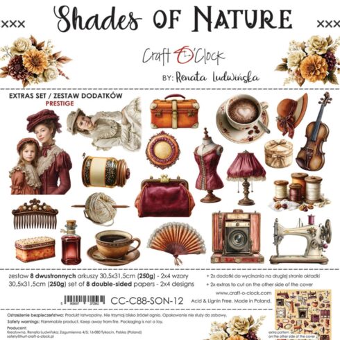 Craft O'Clock Shades of Nature Prestige Extras leikekuvat 30 x 30 cm (8 kpl)