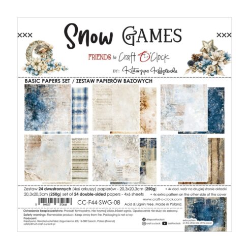 Craft O’Clock Snow Games Basic paperilajitelma 20 x 20 cm