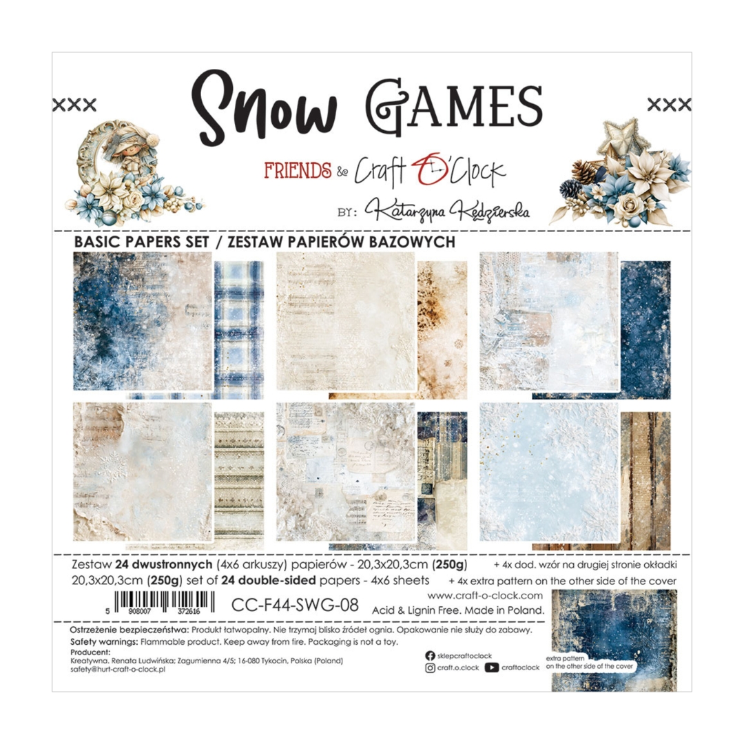 Craft O’Clock Snow Games Basic paperilajitelma 20 x 20 cm