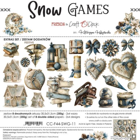 Craft O'Clock Snow Games Festive Extras leikekuvat 30 x 30 cm (8 kpl)