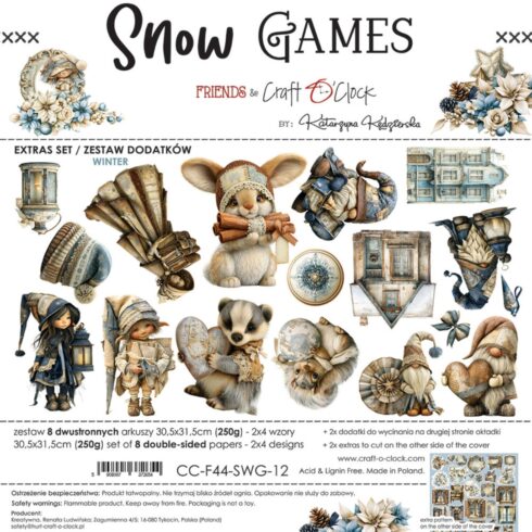 Craft O'Clock Snow Games Winter Extras leikekuvat 30 x 30 cm (8 kpl)
