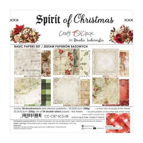 Craft O’Clock – Spirit of Christmas Basic paperilajitelma 20 x 20 cm