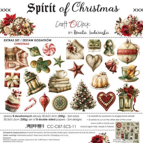 Craft O'Clock Spirit of Christmas Christmas Extras leikekuvat 30 x 30 cm (8 kpl)