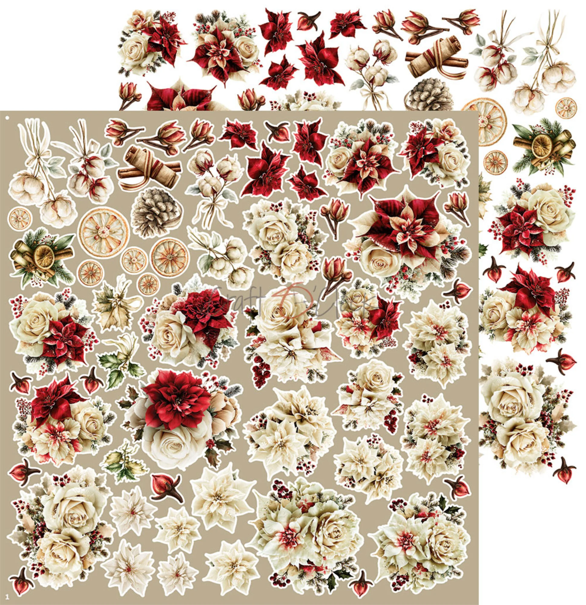 Craft O'Clock – Spirit of Christmas Flowers Extras leikekuvat 30 x 30 cm (4 kpl) - Image 3