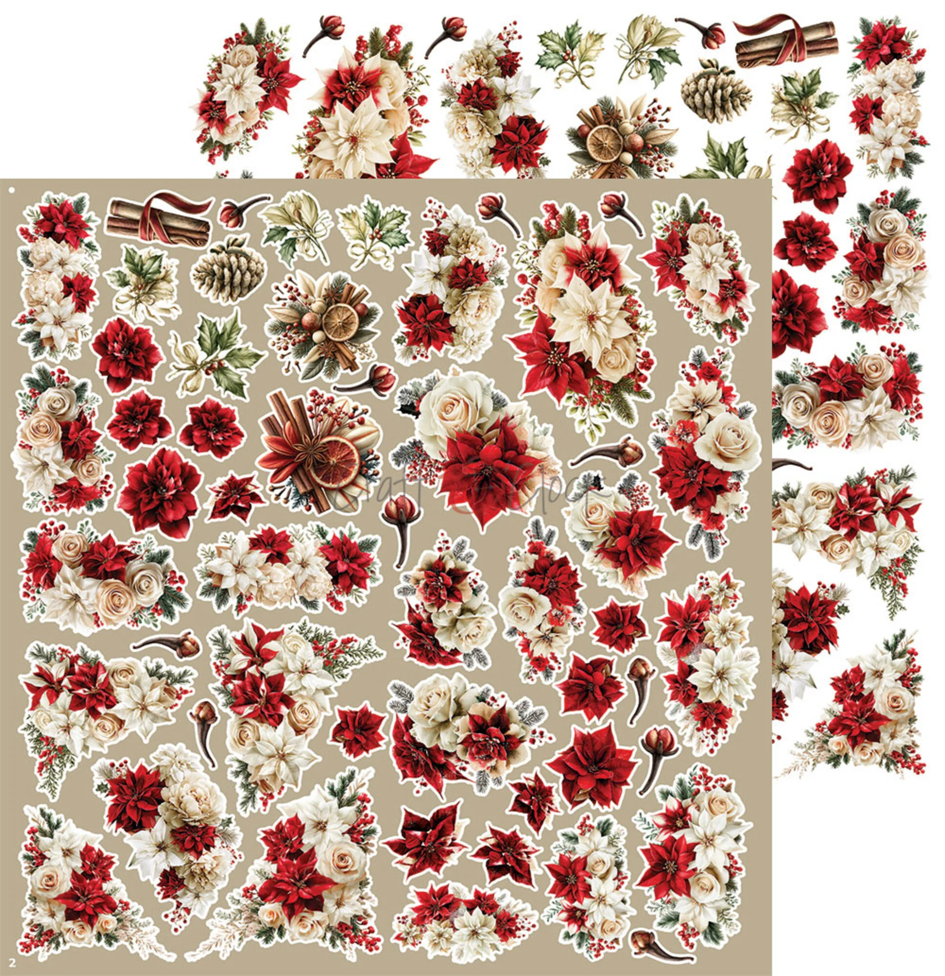 Craft O'Clock – Spirit of Christmas Flowers Extras leikekuvat 30 x 30 cm (4 kpl) - Image 2