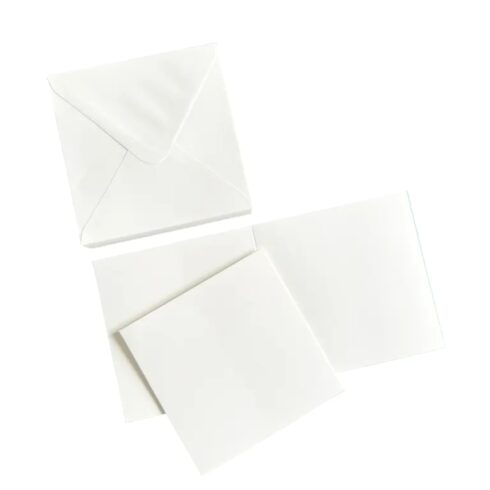 HobbyGros Korttipohjat + kirjekuoret Snow White 3x3 (7,6cm x 7,6cm) liidunvalkoinen 50 kpl