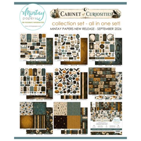 Mintay Papers Collection Set Cabinet of Curiosities kuviopaperit ja leikekuvat (16 kpl) 12“x12“ (1)