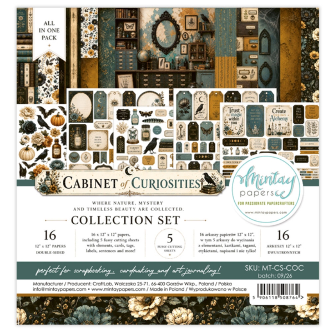 Mintay Papers Collection Set Cabinet of Curiosities kuviopaperit ja leikekuvat (16 kpl) 12“x12“