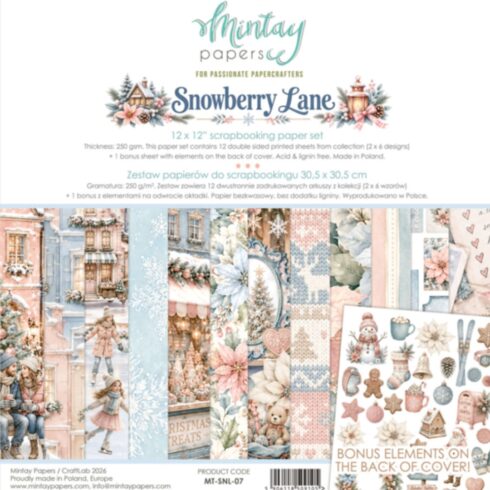 Mintay Papers Snowberry Lane paperilehtiö 30 x 30 cm