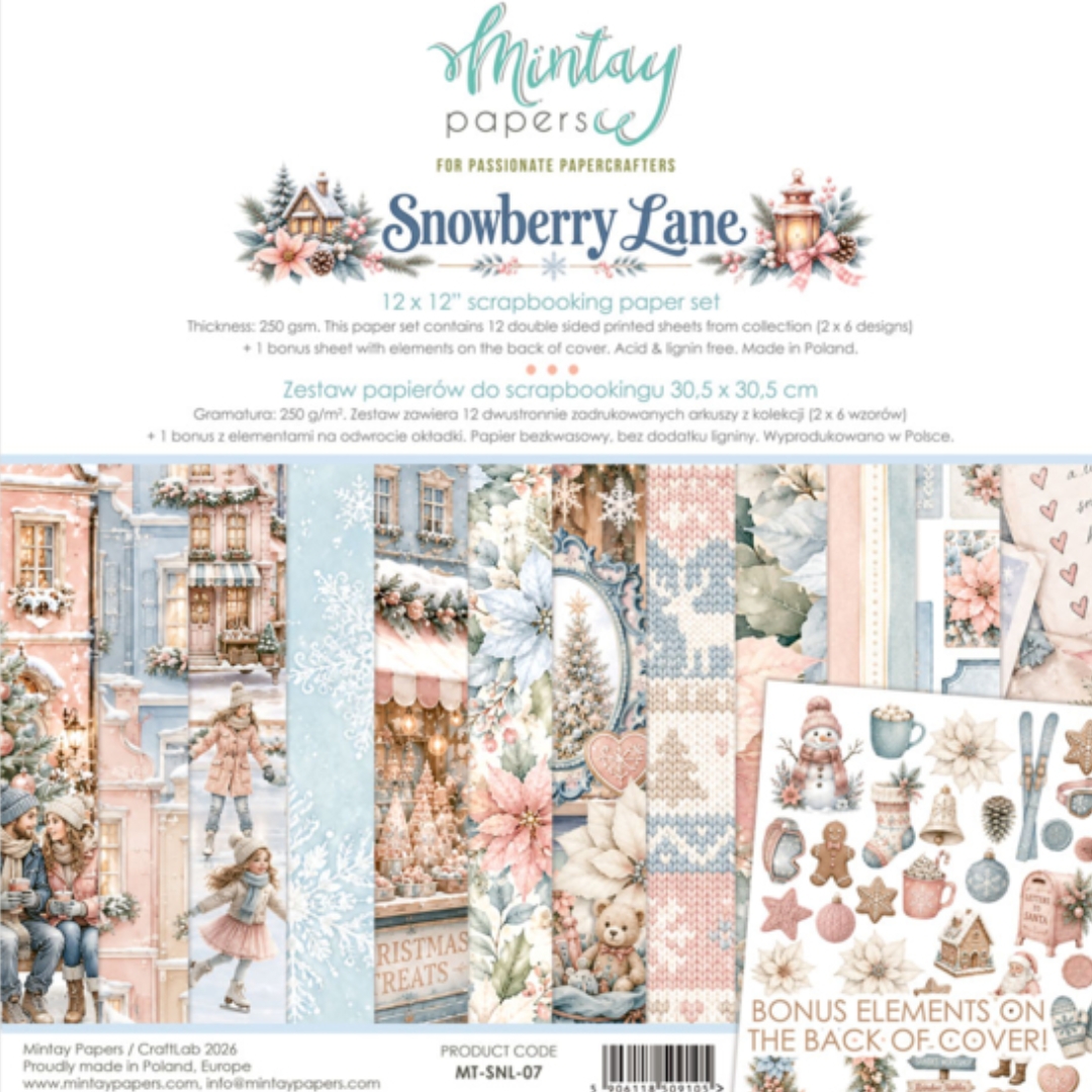 Mintay Papers Snowberry Lane paperilehtiö 30 x 30 cm