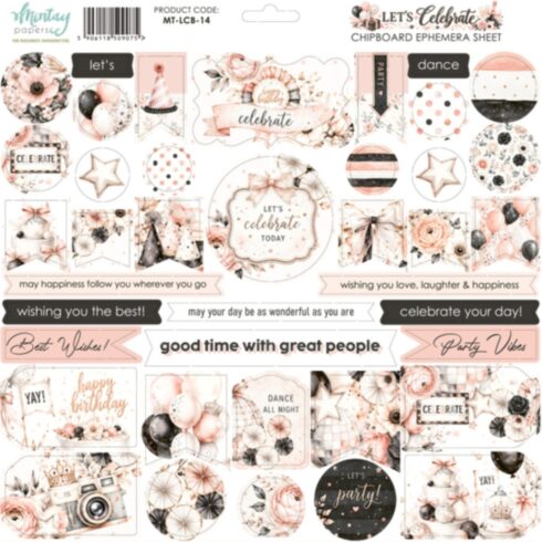 Mintay Papers – Let’s Celebrate Chipboard Ephemera kartonkikuvat