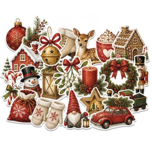 Paper Favourites Die-Cuts Classic Christmas leikekuvat (32 kpl)