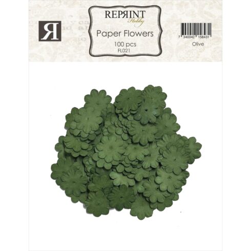 Reprint Mini Paper Flowers Olive Paperikukat (100kpl)