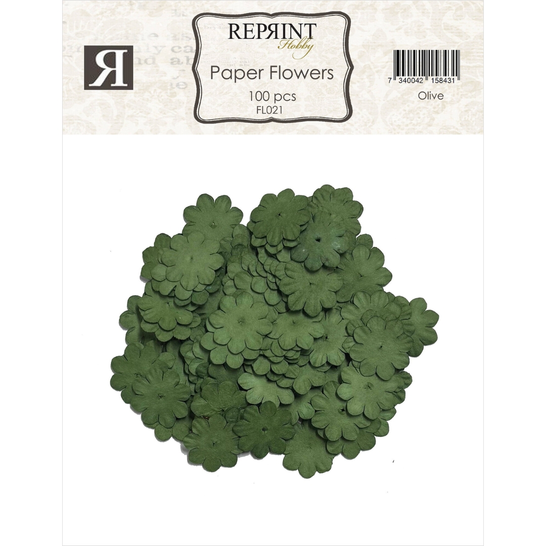 Reprint Mini Paper Flowers Olive Paperikukat (100kpl)
