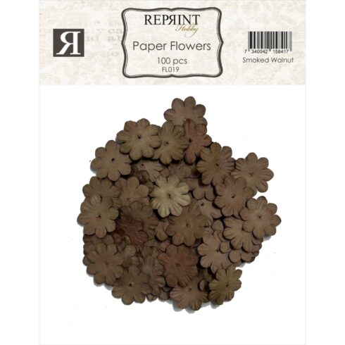 Reprint Mini Paper Flowers Smoked Walnut Paperikukat (100kpl)