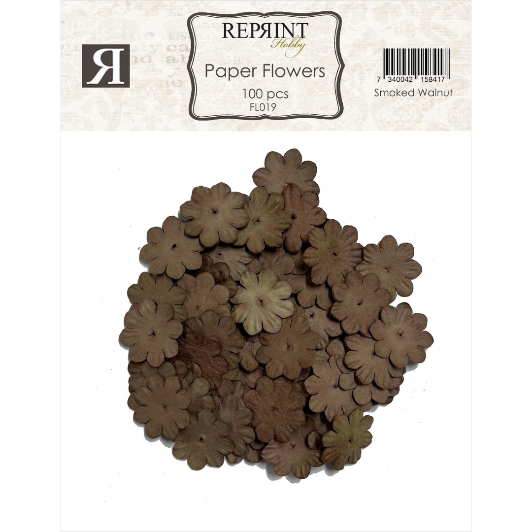 Reprint Mini Paper Flowers Smoked Walnut Paperikukat (100kpl)