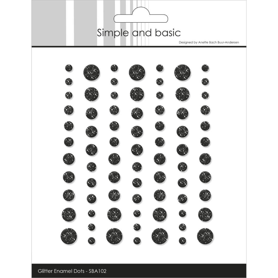 Simple and Basic Glitter Enamel Dots Black 3D-tarra