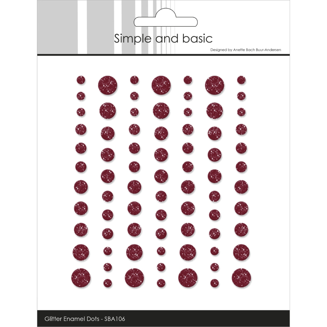 Simple and Basic Glitter Enamel Dots Wine Red 3D-tarra