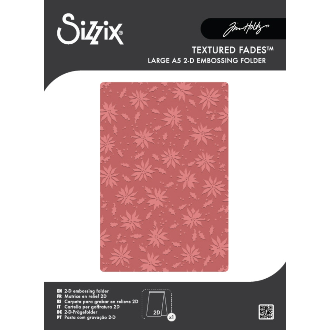 Sizzix Tim Holtz 2D kohokuviointikansio Textured Fades – VAULT HOLLY POINSETTIA (A5)
