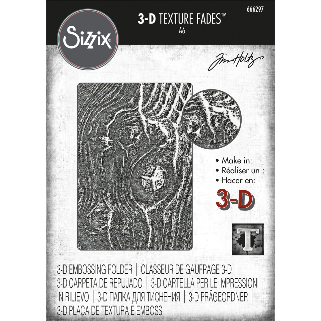 Sizzix Tim Holtz 3D kohokuviointikansio Texture Fades – WOODGRAIN (A6)