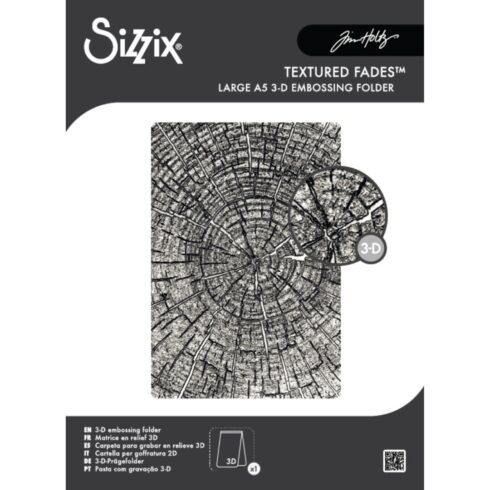 Sizzix Tim Holtz 3D kohokuviointikansio Textured Fades TREE RINGS (A5)