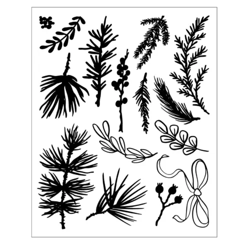 Sizzix Vicki Boutin Stamps Framelits leimasin ja stanssi WINTER GREENERY 1